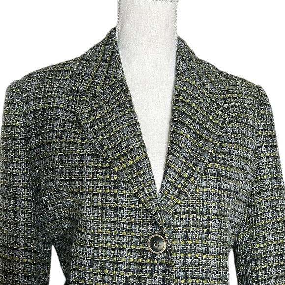 Coldwater Creek Green Tweed Two Button Blazer Size 12 - Picture 3 of 9